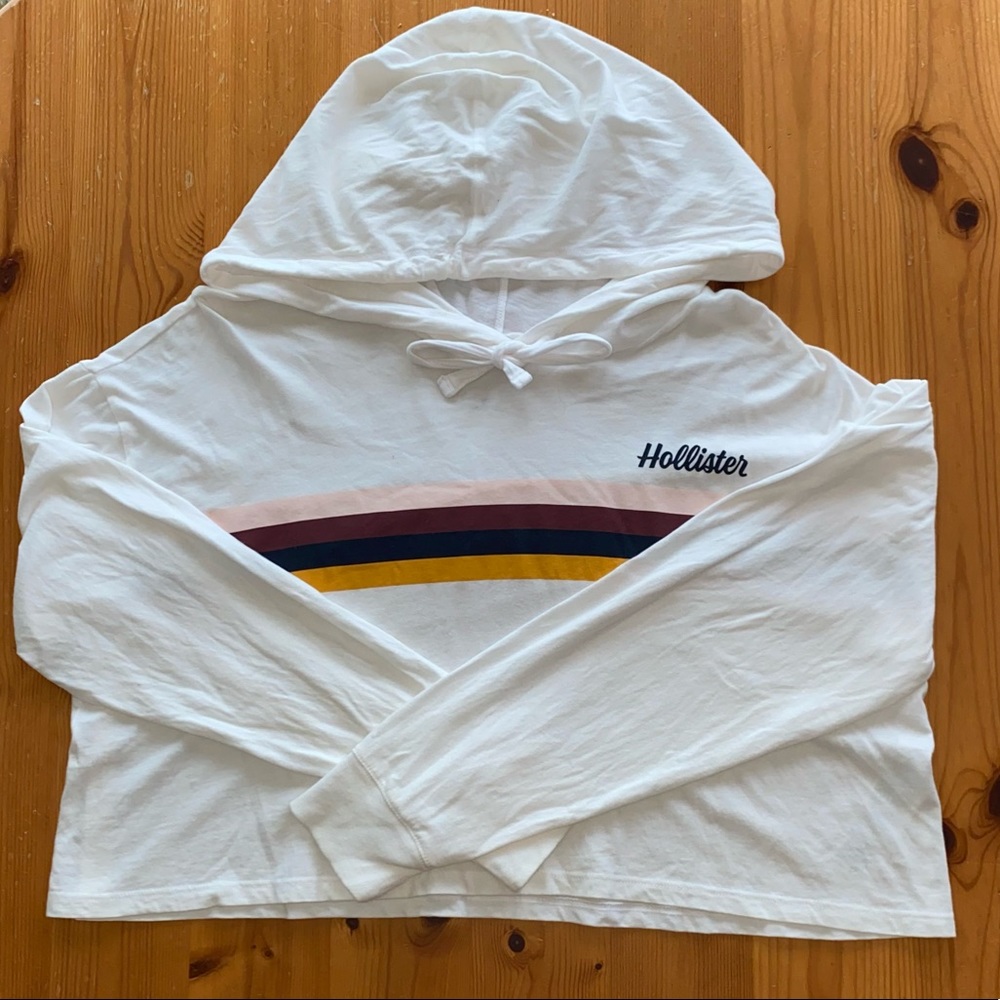 Hollister Women’s Small White Cropped Hooded Shirt